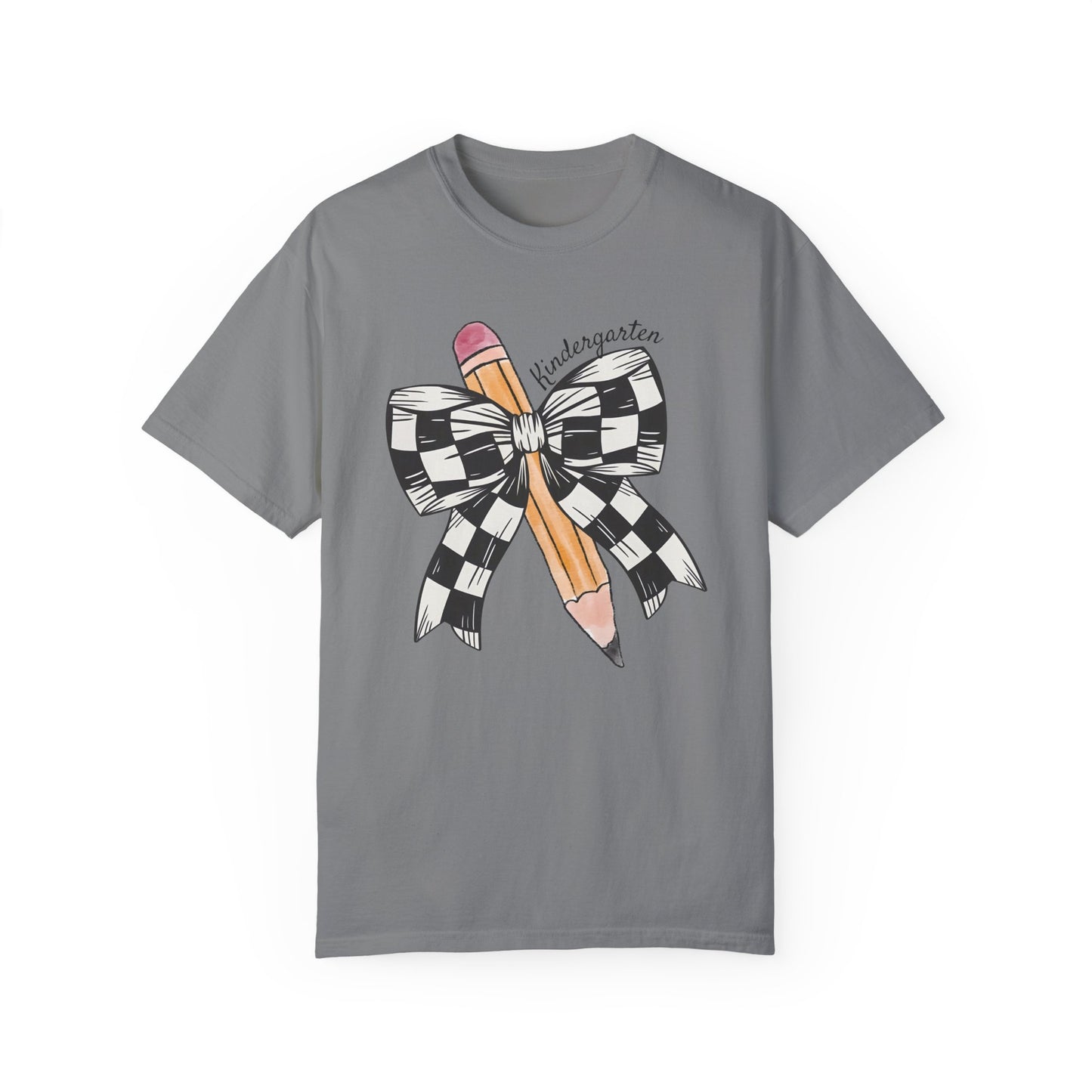 Comfort Colors Retro Coquette Pencil Kindergarten Teacher Shirt Grey