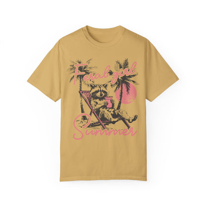 Feral Girl Summer Raccoon Shirt - Funny Meme Tee Mustard