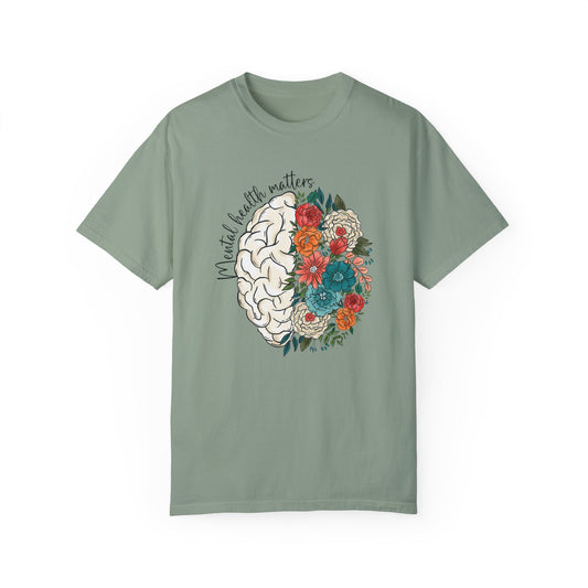 Mental health matters t-shirt - Floral brain shirt Bay