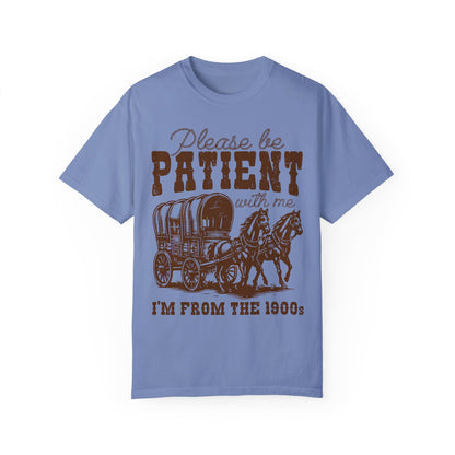 Please Be Patient With Me I'm From The 1900s Shirt, Funny Graphic Retro Shirt Washed Denim