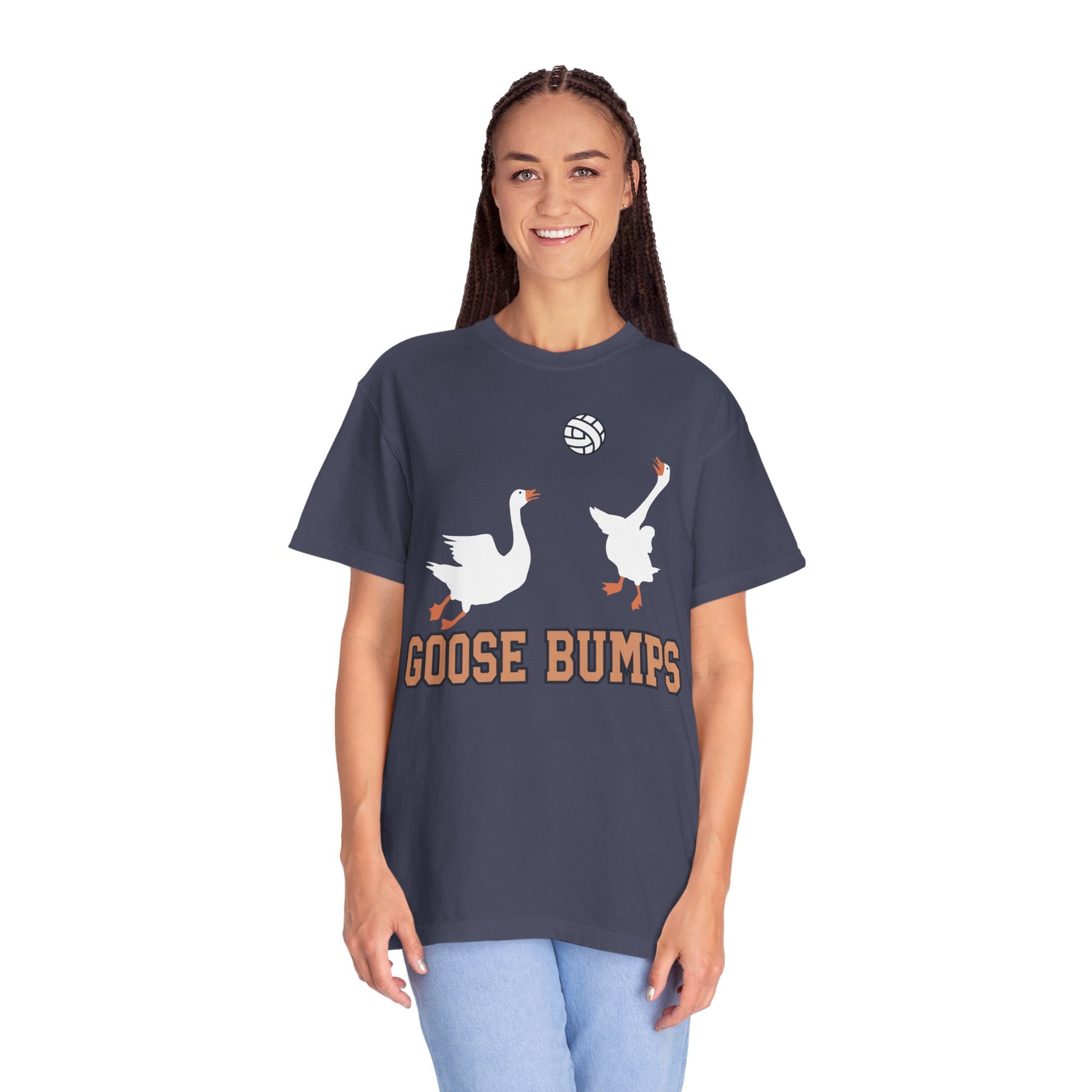 Get Quirky with Our Funny Goose Bumps Geese Volleyball Shirt