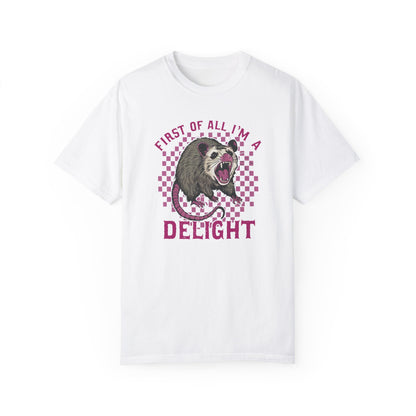 Retro First Of All I'm A Delight Comfort Funny Animal Lover TShirt White