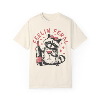 Feelin Feral Raccoon Shirt - Funny Meme Raccoon Ivory