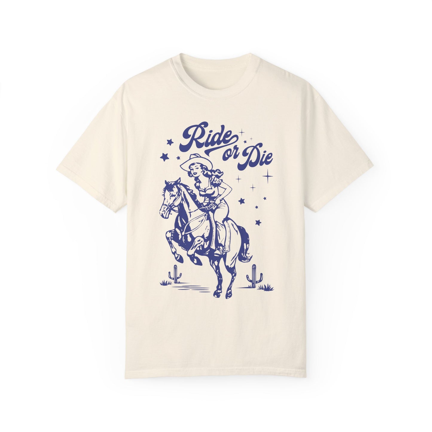 Comfort Colors Western Ride or Die Cowgirl Shirt Ivory