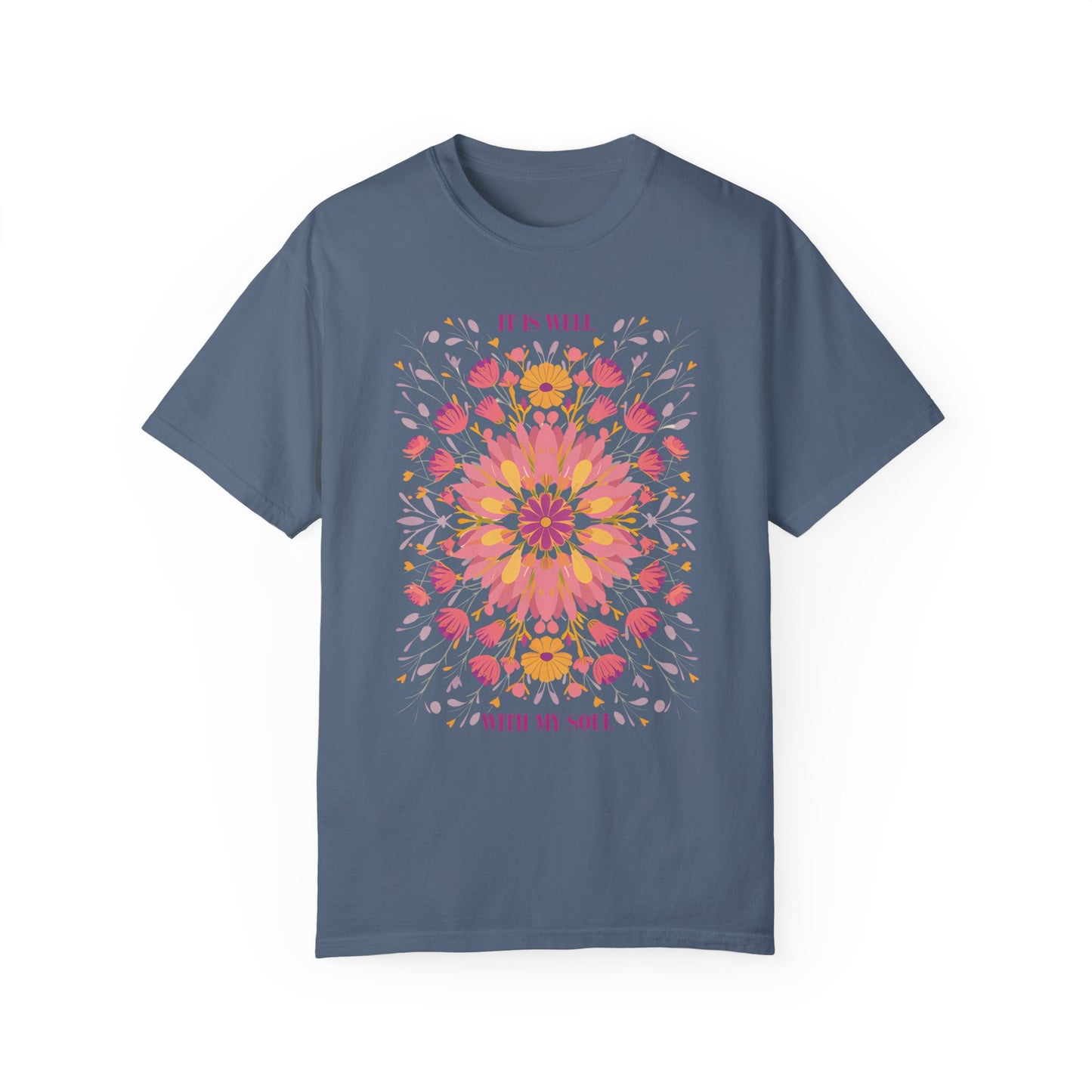 It is Well with My Soul Floral Shirt | Inspirational Christian Tee Blue Jean