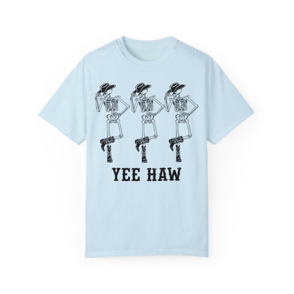 Cowboy Skeleton Yee Haw Shirt Chambray