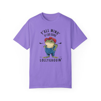 Y'all Mind If I Do Some Lollygagging Funny Frog Tshirt Violet