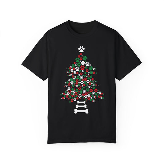 Paw Prints Christmas Tree Shirt, Merry Christmas, Dog Lover Shirt Black