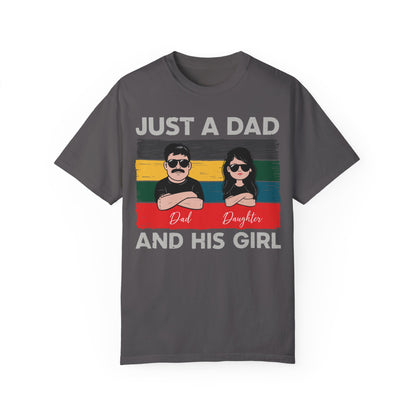 Vintage Fathers Day Just A Dad And His Girl Shirt | Father Daughter Gift Graphite