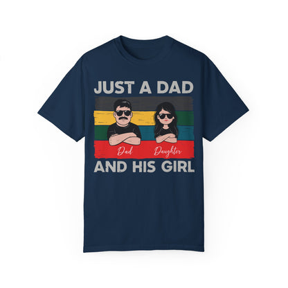 Vintage Fathers Day Just A Dad And His Girl Shirt | Father Daughter Gift True Navy