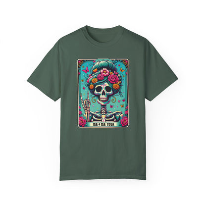 Floral Mama Tour Skeleton Tarot Card Shirt Blue Spruce