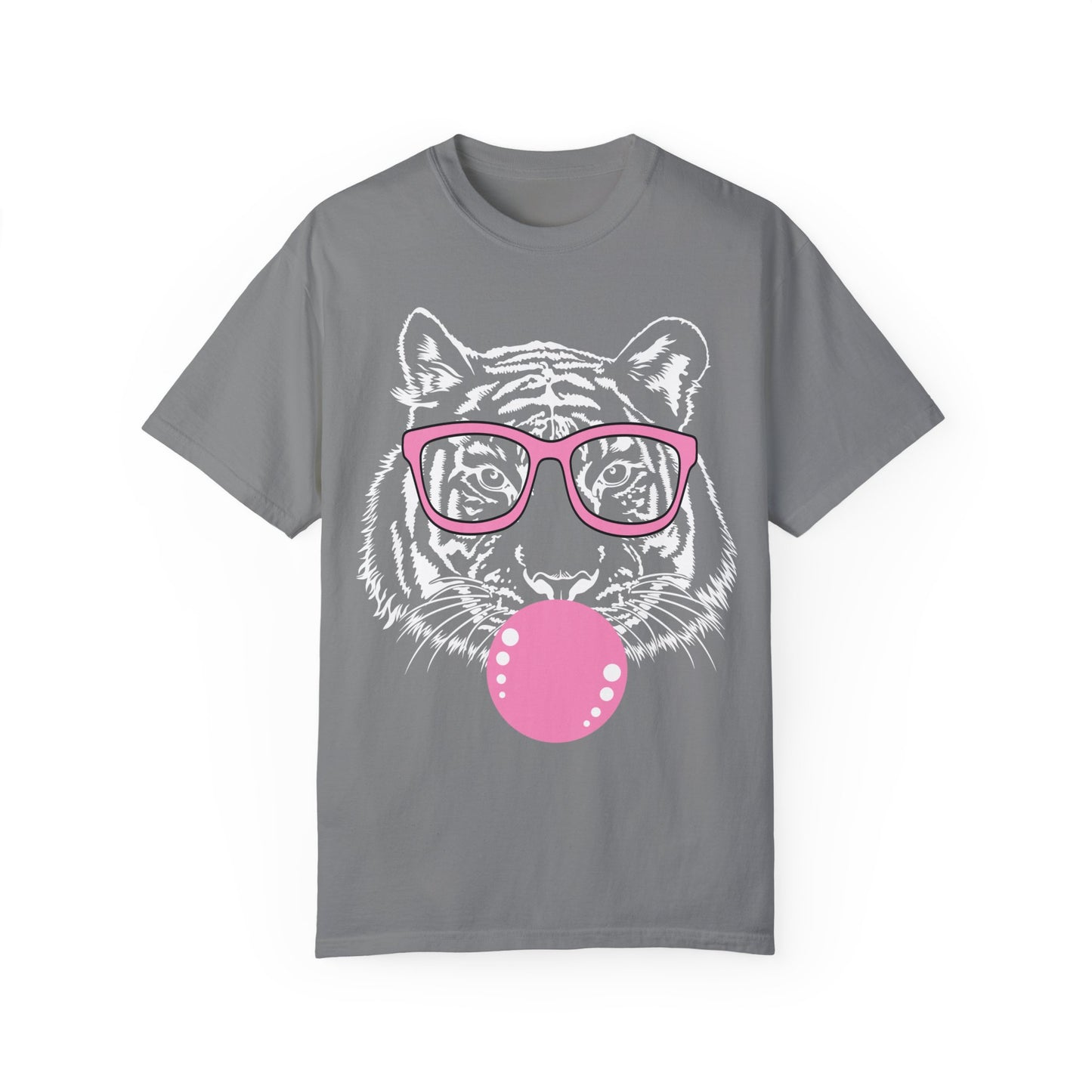 Tiger Shirt, Bubblegum Tiger T-shirt, Tiger Face Shirt Grey