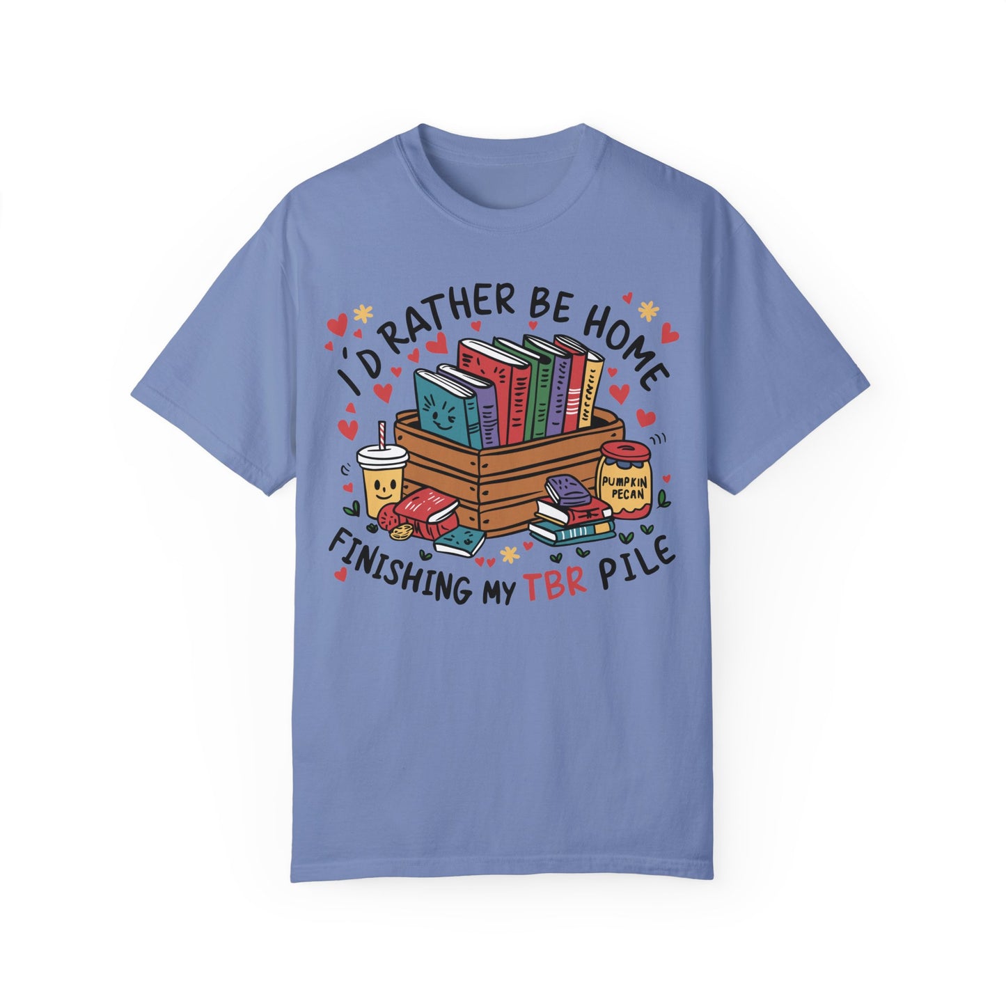 Id Rather Be Home Finishing My TBR T- Shirt | Book Lover Graphic Tee Washed Denim