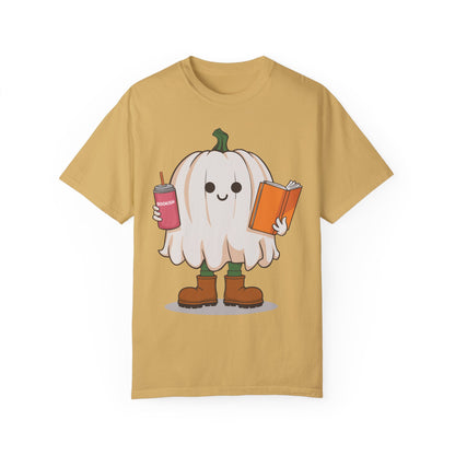 Ghost Reading Books Shirt - Bookish Halloween Shirt Mustard