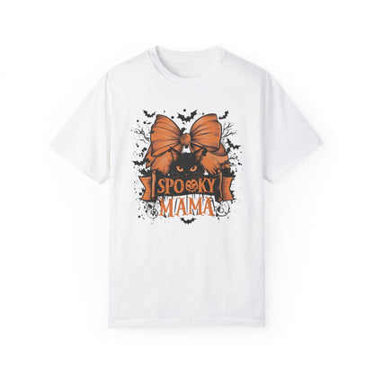 Retro Halloween Spooky Mama Gothic Bow Shirt White