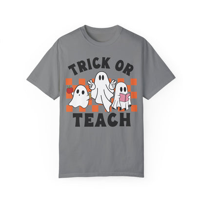 Comfort Colors Teacher Halloween Trick or Teach Shirt Grey