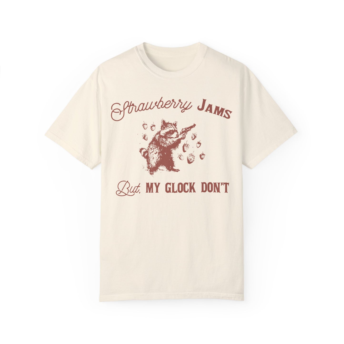 Strawberry Jam But My Glock Don't Funny Meme Shirt | Humorous Graphic Tee Ivory