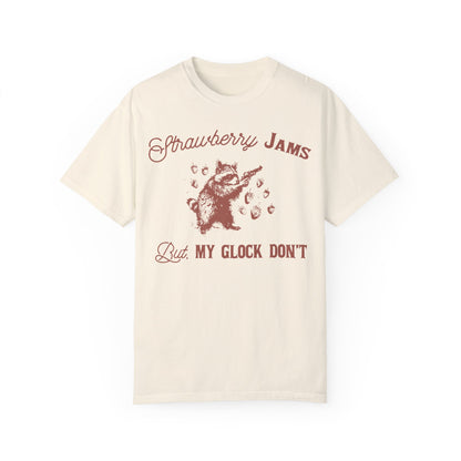 Strawberry Jam But My Glock Don't Funny Meme Shirt | Humorous Graphic Tee Ivory