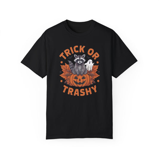 Trick or Trashy Shirt - Halloween Racoon Shirt Black