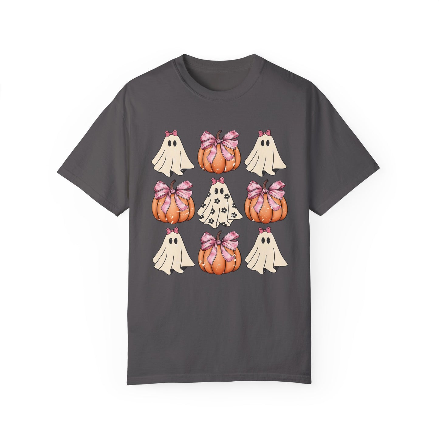 Retro Halloween Coquette Pumpkin Shirt Graphite