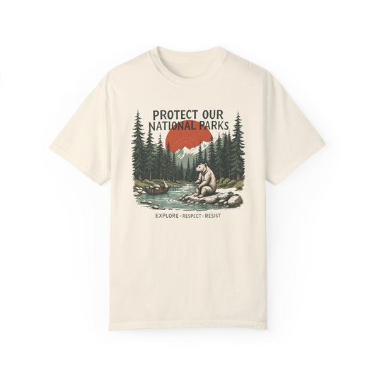 National Parks Conservation Comfort Colors T-Shirt - Nature Bear Graphic