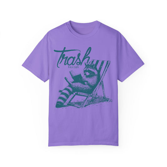 Raccoon Reading Book Trash Reader Shirt Violet