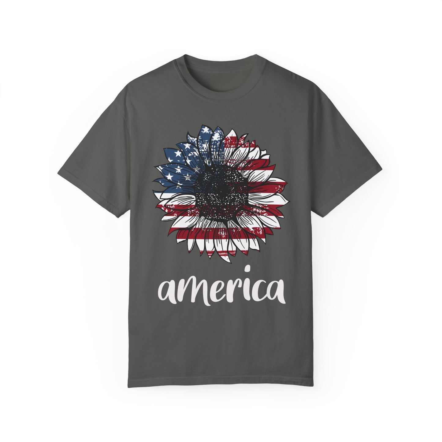 America Sunflower Shirt - USA Flag Flower T Shirt Pepper