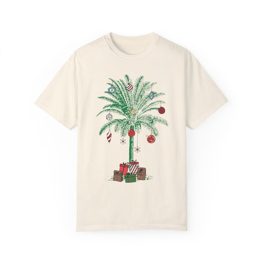 Christmas Palm Tree Shirt - Beach Aloha Xmas Tee Ivory