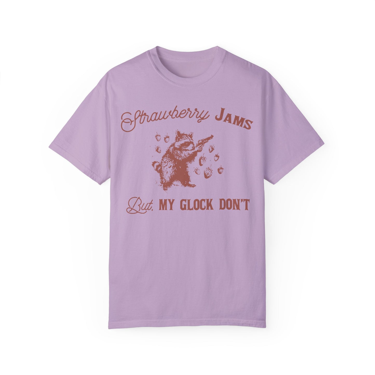 Strawberry Jam But My Glock Don't Funny Meme Shirt | Humorous Graphic Tee Orchid