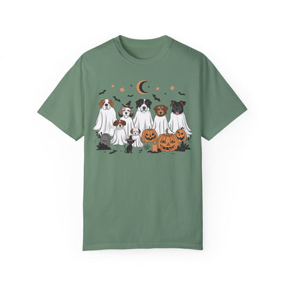 Halloween Ghost Dogs Tee Light Green