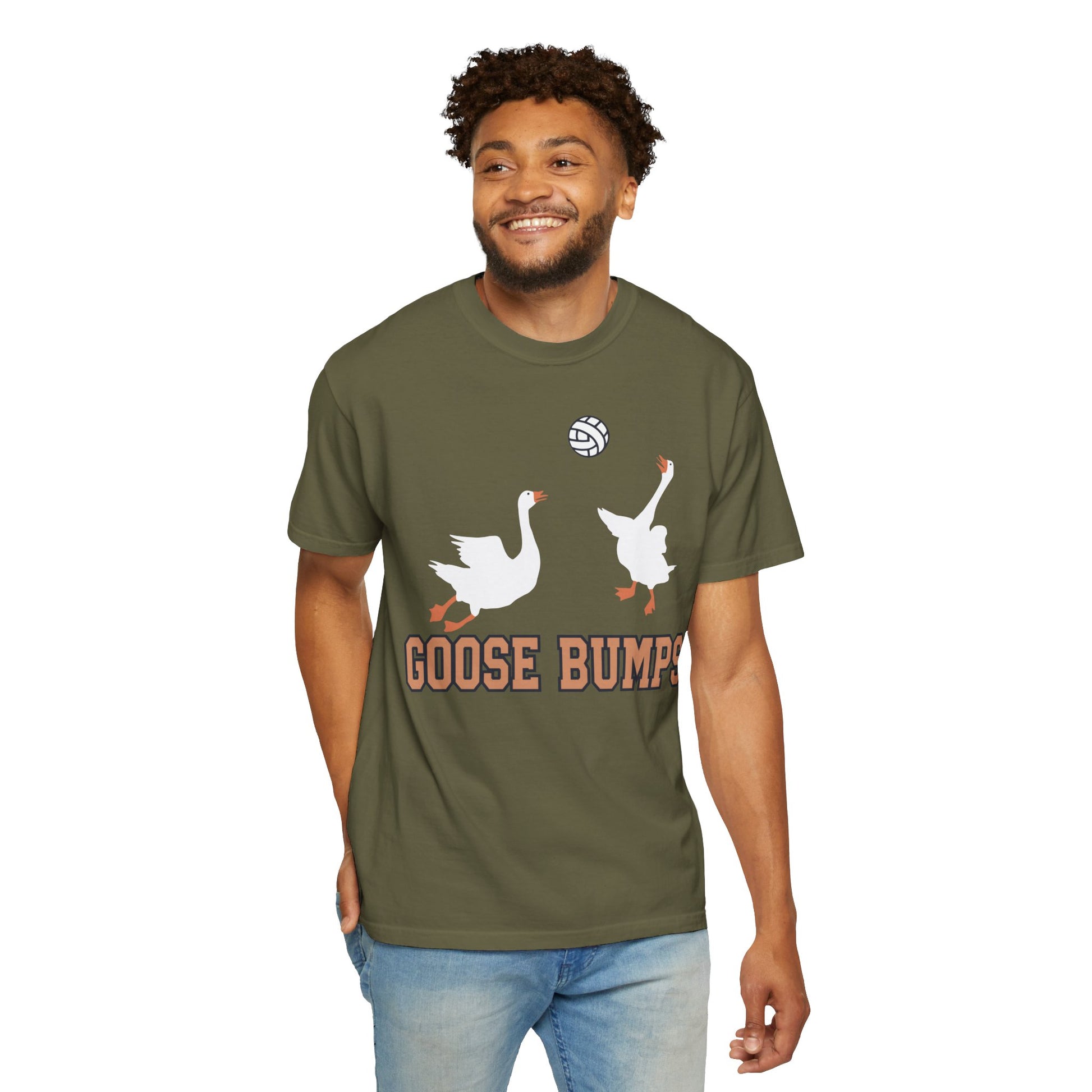 Get Quirky with Our Funny Goose Bumps Geese Volleyball Shirt