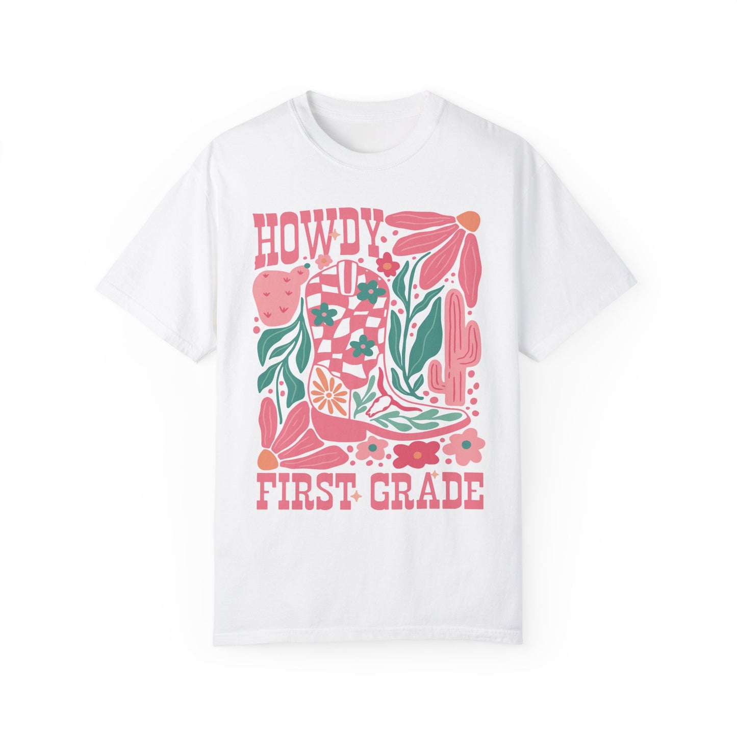 Howdy First Grade Teacher Shirt | Fun Apparel for Educators White