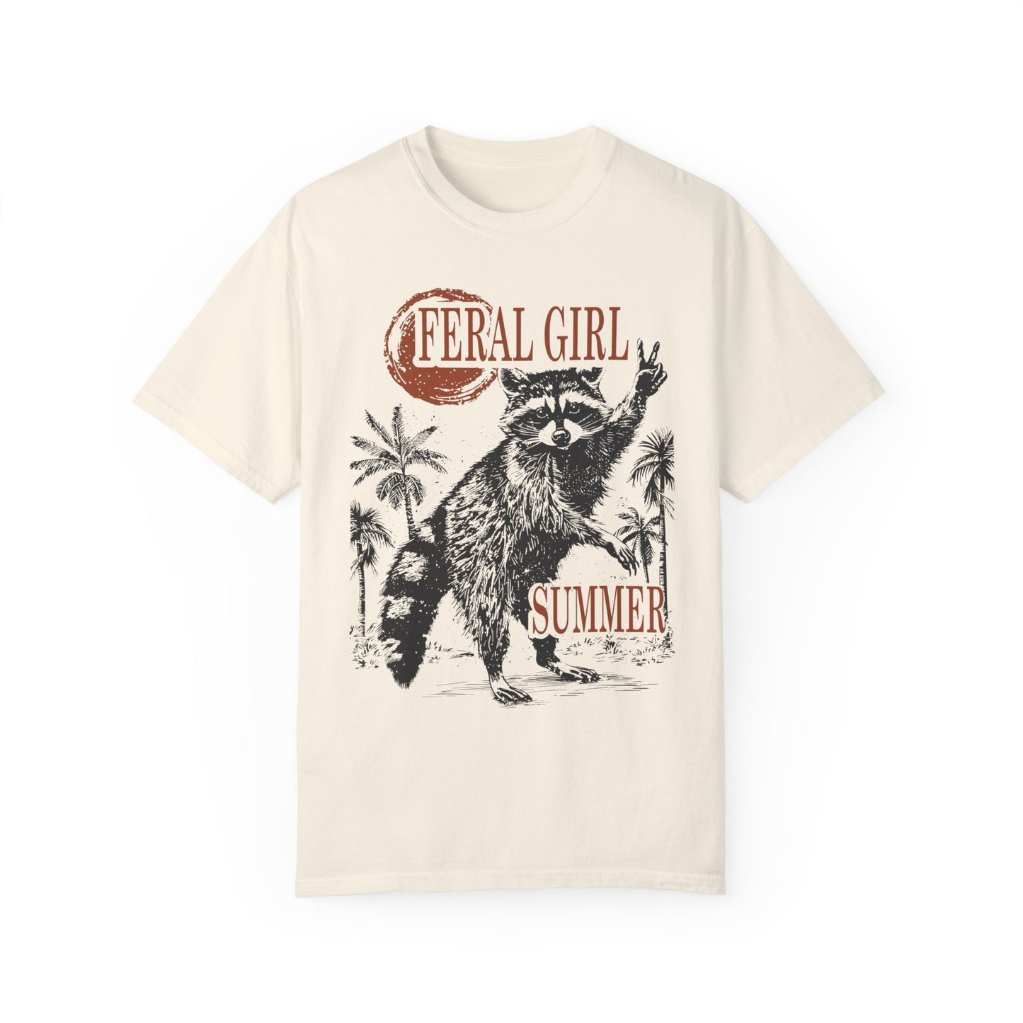 Feral Girl Summer Raccoon Shirt Ivory