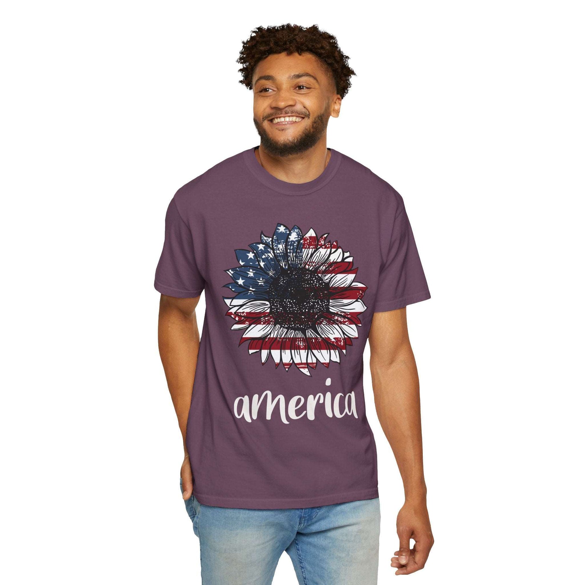 America Sunflower Shirt - USA Flag Flower T Shirt