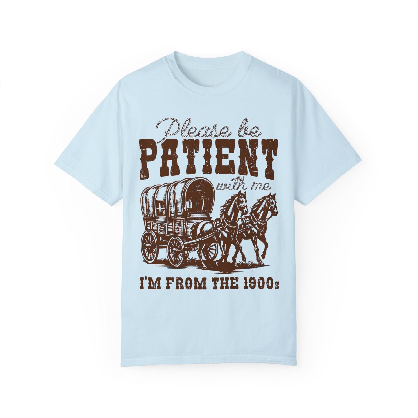 Please Be Patient With Me I'm From The 1900s Shirt, Funny Graphic Retro Shirt Chambray