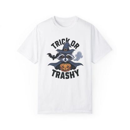 Trick or Trashy Raccoon Halloween Shirt White