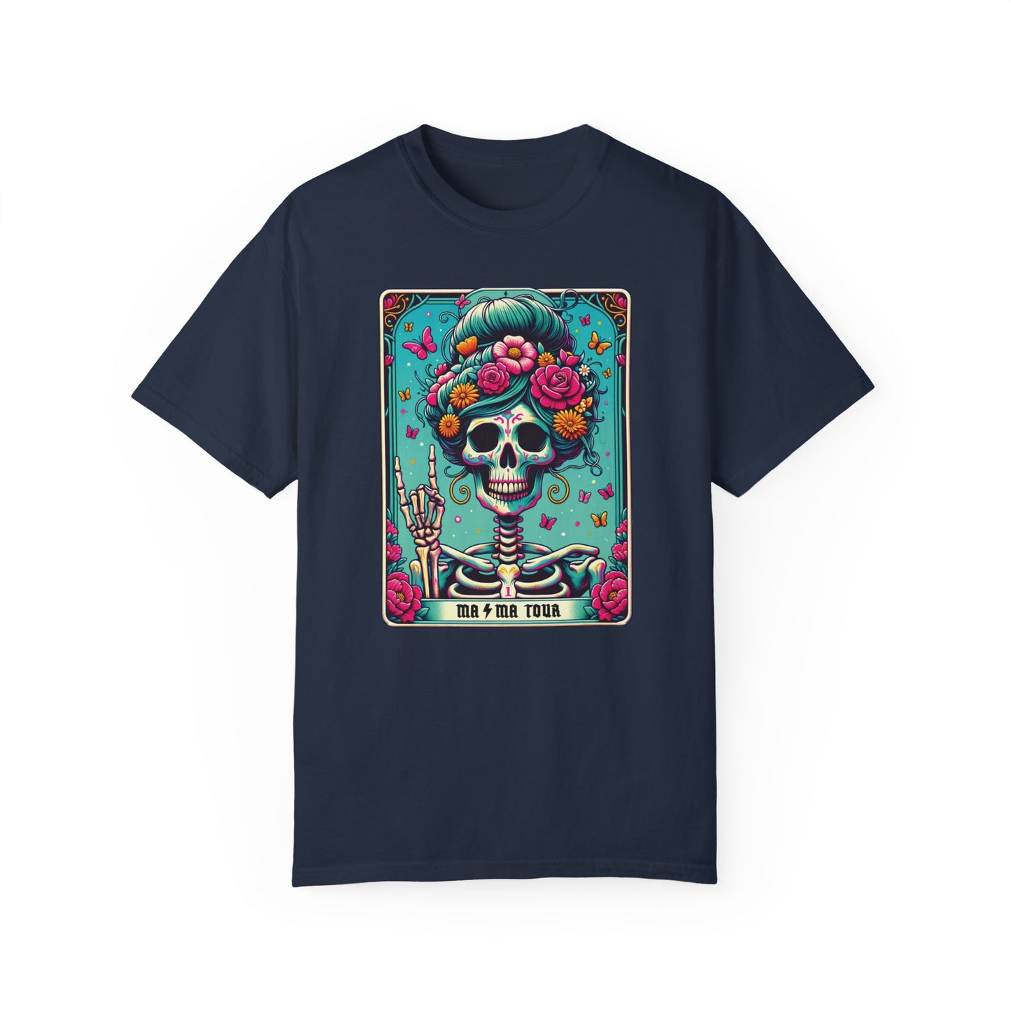 Floral Mama Tour Skeleton Tarot Card Shirt Navy