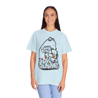 Mom Shirt - Cute Mama Bear and Baby with Wildflowers