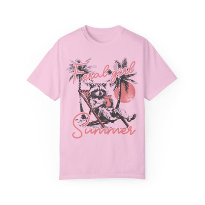 Feral Girl Summer Raccoon Shirt - Funny Meme Tee Blossom