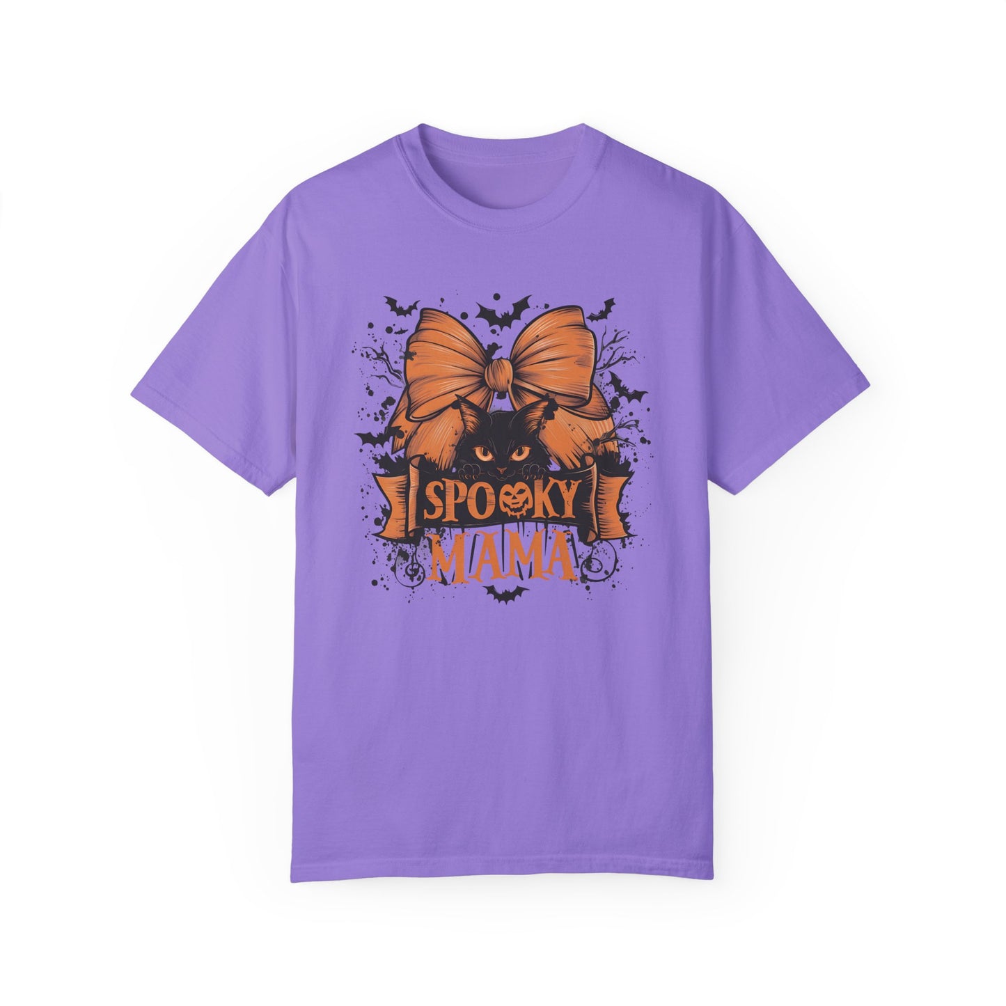 Retro Halloween Spooky Mama Gothic Bow Shirt Violet