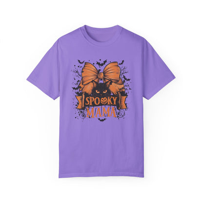 Retro Halloween Spooky Mama Gothic Bow Shirt Violet