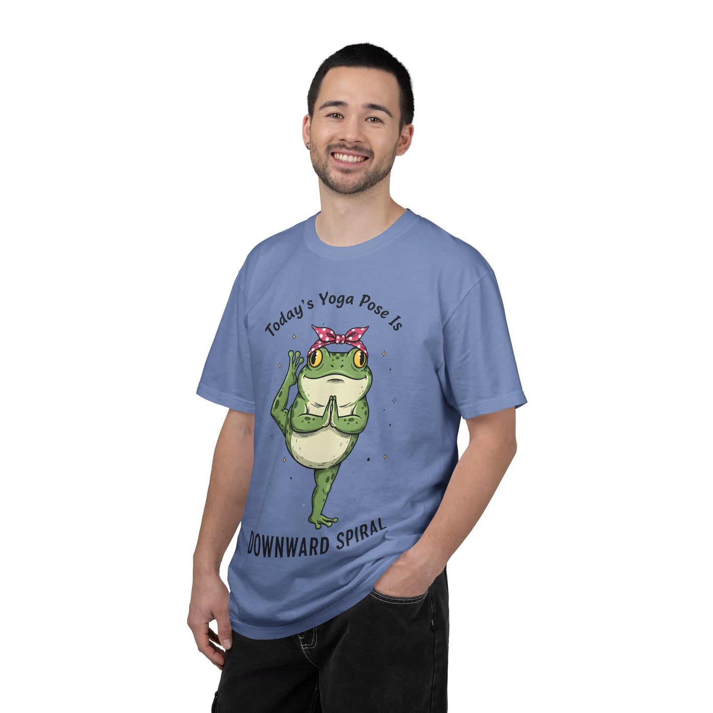 Today's Yoga Pose Is Downward Spiral Frog T-Shirt - Mental Health Humor - Unisex Comfort Colors T-shirt