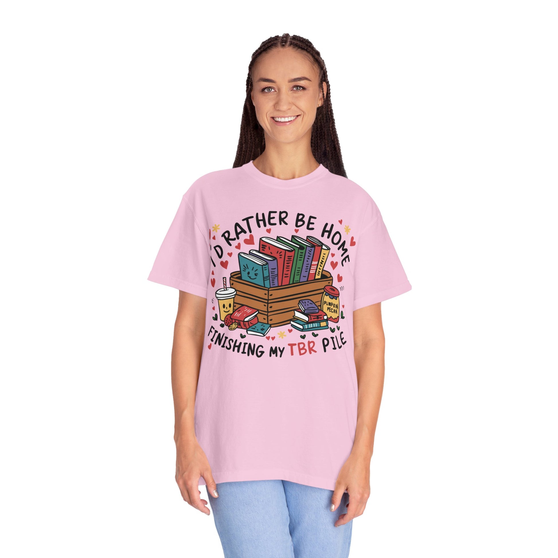 Id Rather Be Home Finishing My TBR T- Shirt | Book Lover Graphic Tee