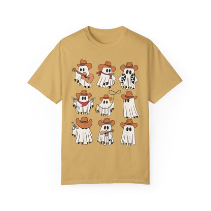 Ghost Cowboy Western Halloween Shirt Mustard