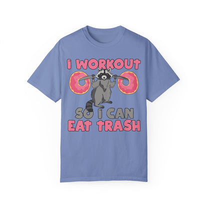 I Workout So I Can Eat Trash Funny Raccoons Vintage T-shirts Washed Denim