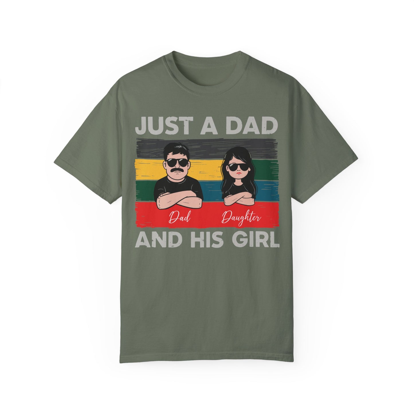 Vintage Fathers Day Just A Dad And His Girl Shirt | Father Daughter Gift Moss