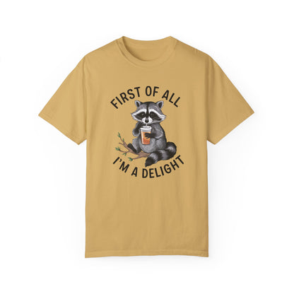 Retro First Of All I'm A Delight Sarcastic Angry Opossum Lover Shirt Mustard