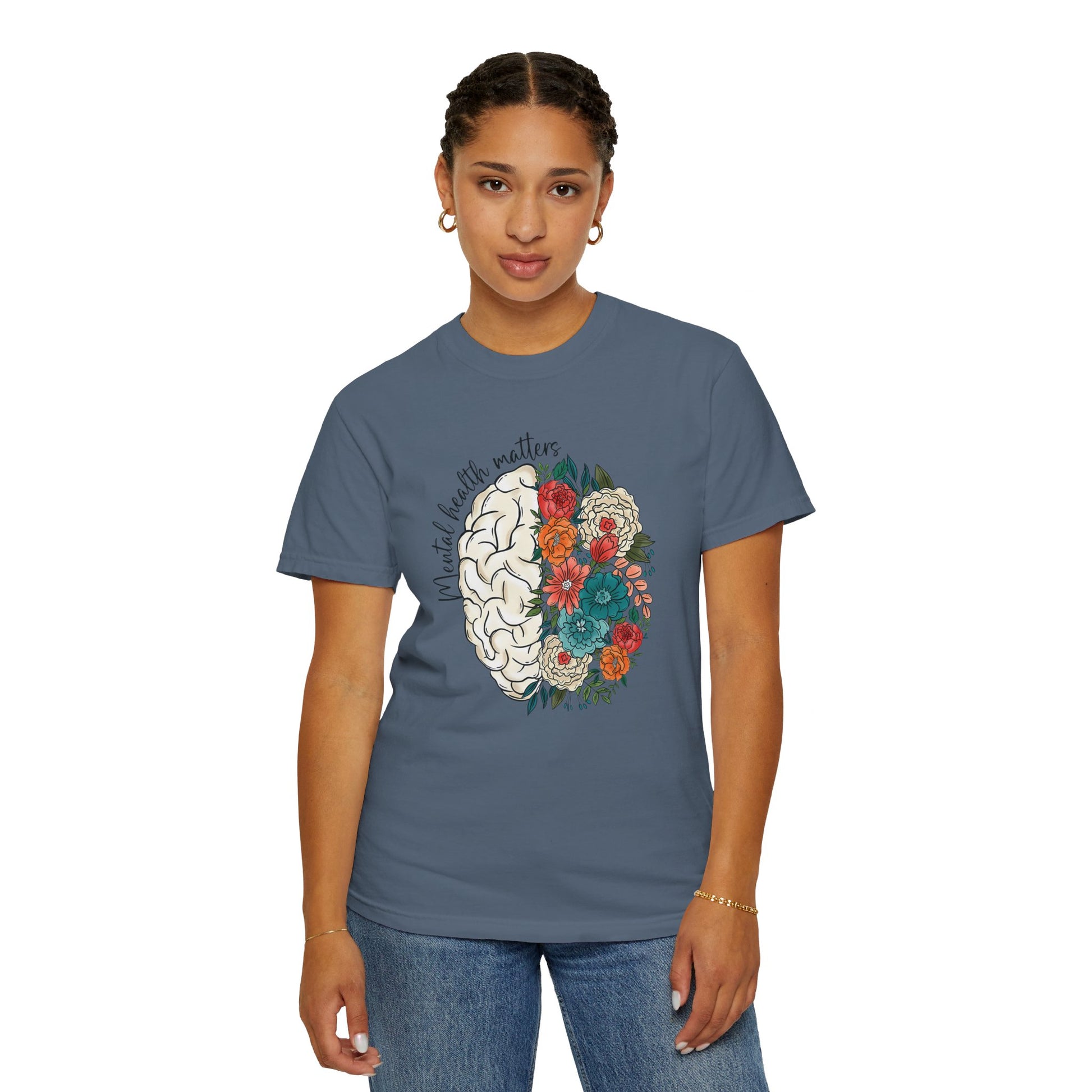 Mental health matters t-shirt - Floral brain shirt