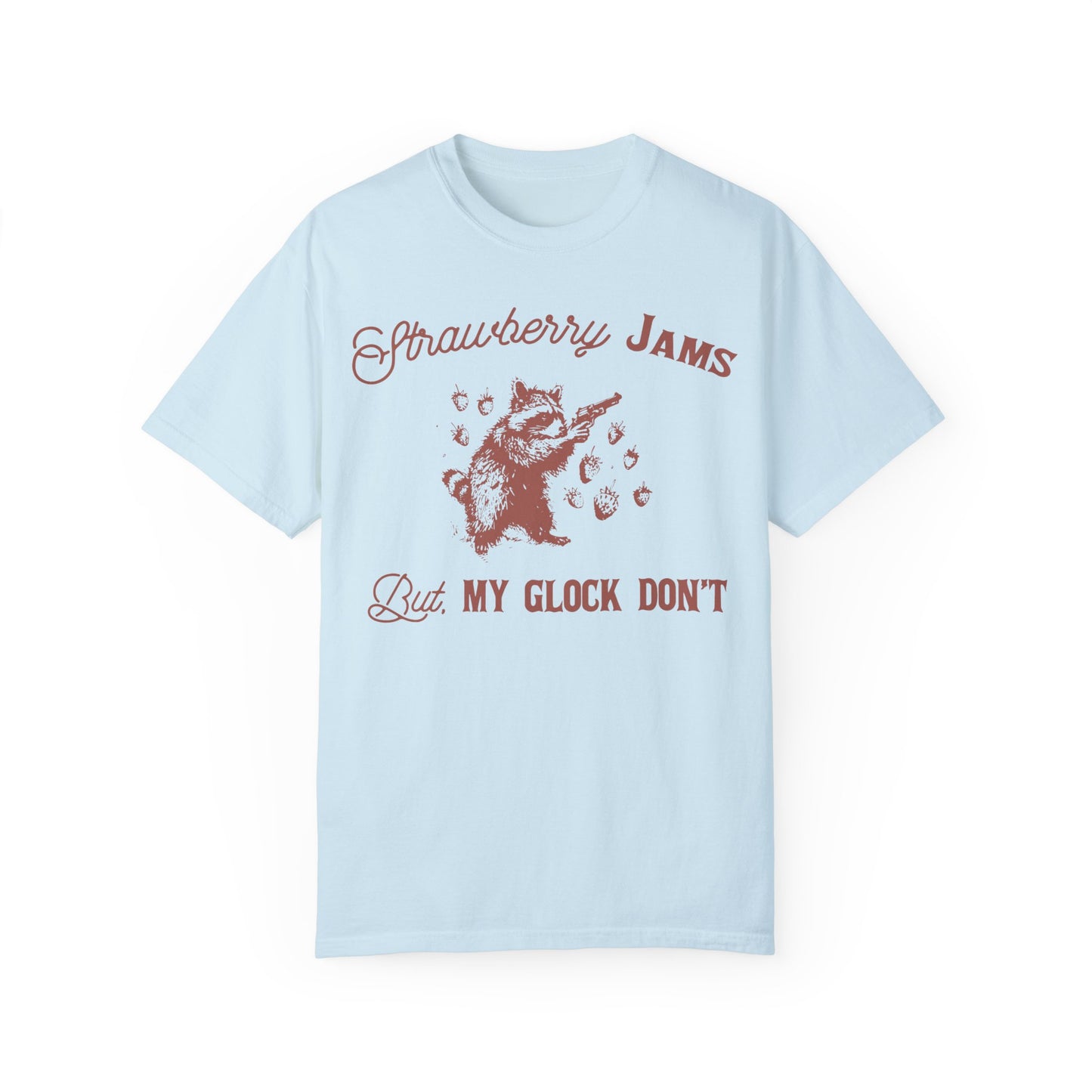 Strawberry Jam But My Glock Don't Funny Meme Shirt | Humorous Graphic Tee Chambray