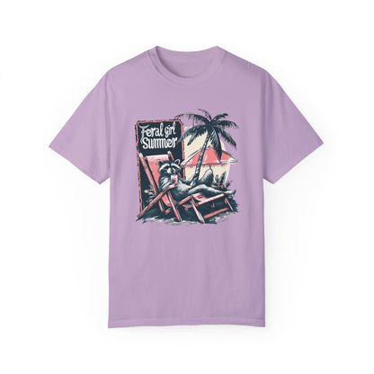 Feral Girl Summer Raccoon Shirt Orchid